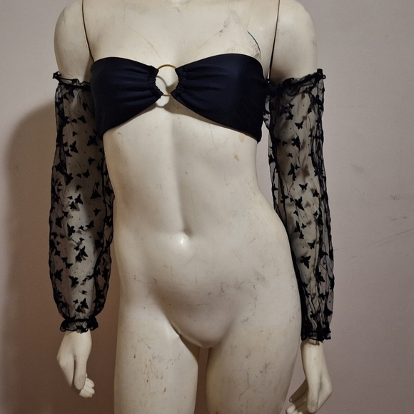 ROMWE Tops - ROMWE Black Lace Bandeau top size s